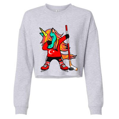 Dabbing Green Unicorn Turkey Ice Hockey Fans Jersey Sport Gift Cropped Pullover Crew