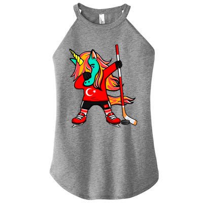 Dabbing Green Unicorn Turkey Ice Hockey Fans Jersey Sport Gift Women's Perfect Tri Rocker Tank