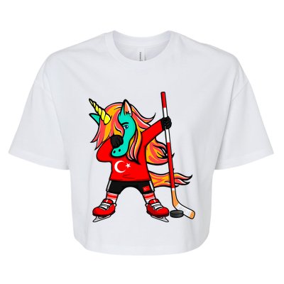 Dabbing Green Unicorn Turkey Ice Hockey Fans Jersey Sport Gift Bella+Canvas Jersey Crop Tee