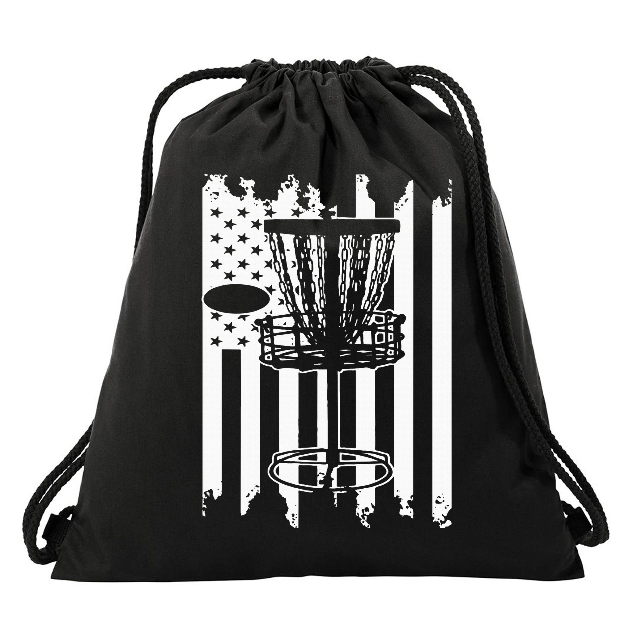 Disc Golf Usa Flag Drawstring Bag