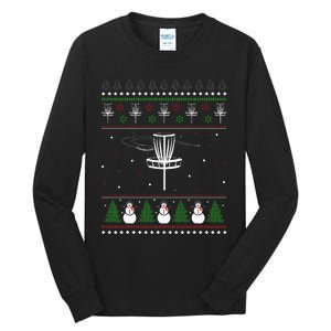 Disc Golf Ugly Christmas Sweater Pajama Tall Long Sleeve T-Shirt