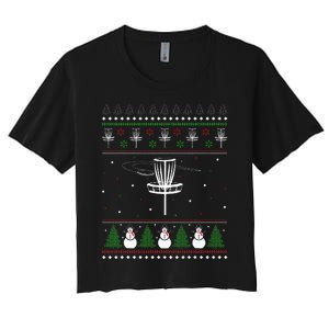 Disc Golf Ugly Christmas Sweater Pajama Women's Crop Top Tee