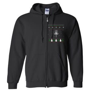 Disc Golf Ugly Christmas Sweater Pajama Full Zip Hoodie