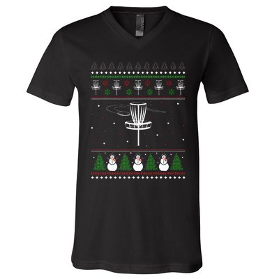 Disc Golf Ugly Christmas Sweater Pajama Gifts V-Neck T-Shirt