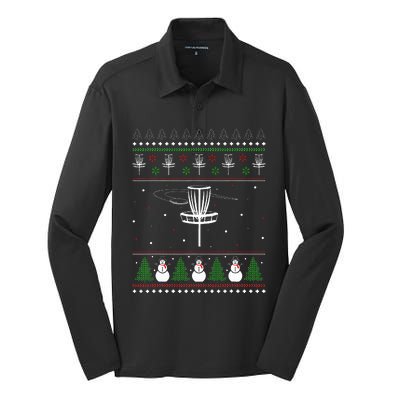 Disc Golf Ugly Christmas Sweater Pajama Gifts Silk Touch Performance Long Sleeve Polo