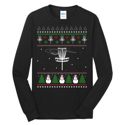 Disc Golf Ugly Christmas Sweater Pajama Gifts Tall Long Sleeve T-Shirt