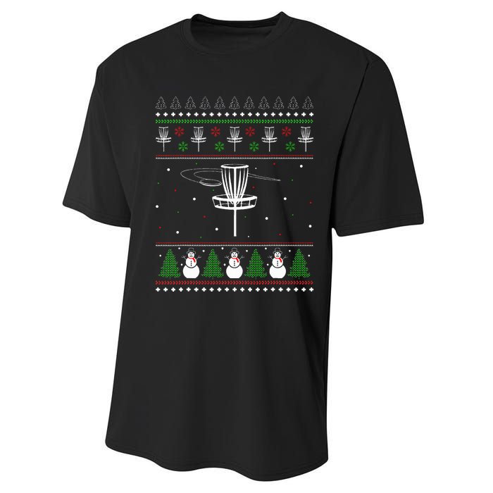 Disc Golf Ugly Christmas Sweater Pajama Gifts Performance Sprint T-Shirt