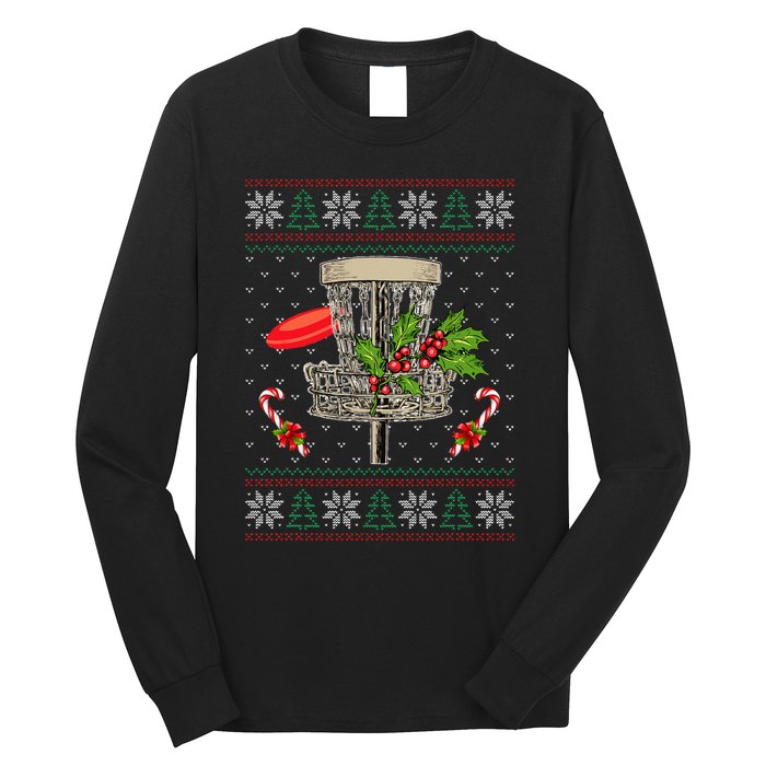 Disc Golf Ugly Christmas Pajama Xmas Funny Long Sleeve Shirt