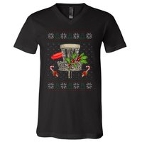 Disc Golf Ugly Christmas Pajama Xmas Funny V-Neck T-Shirt