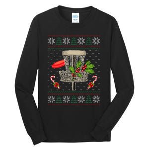 Disc Golf Ugly Christmas Pajama Xmas Funny Tall Long Sleeve T-Shirt