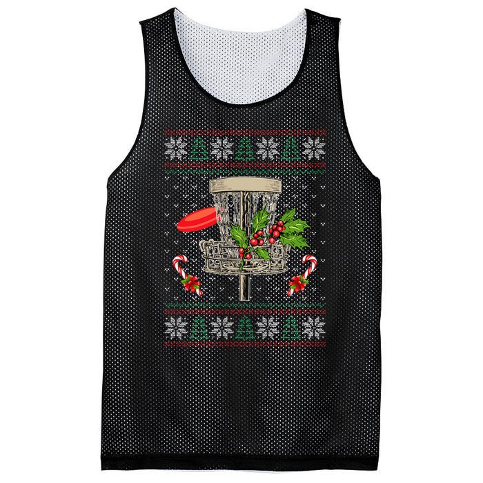 Disc Golf Ugly Christmas Pajama Xmas Funny Mesh Reversible Basketball Jersey Tank