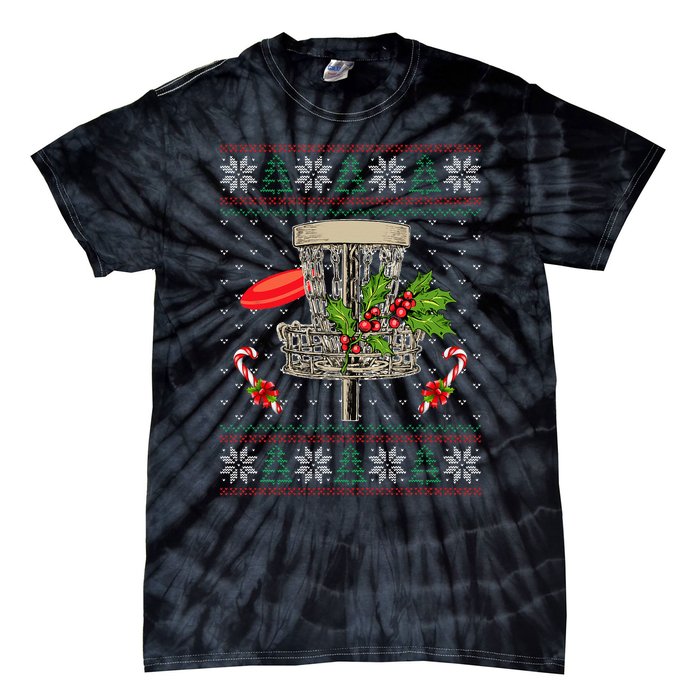 Disc Golf Ugly Christmas Pajama Xmas Funny Tie-Dye T-Shirt