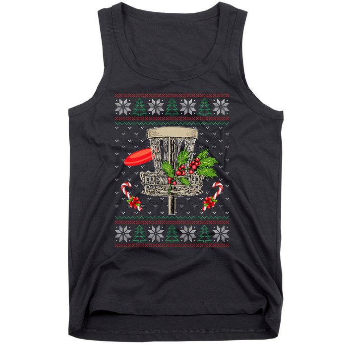 Disc Golf Ugly Christmas Pajama Xmas Funny Tank Top