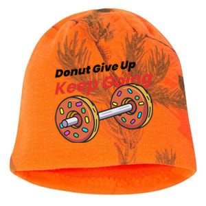 Donut Give Up Funny Fitness Gym Donut Sweets Lifting Kati - Camo Knit Beanie