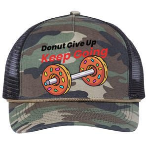 Donut Give Up Funny Fitness Gym Donut Sweets Lifting Retro Rope Trucker Hat Cap