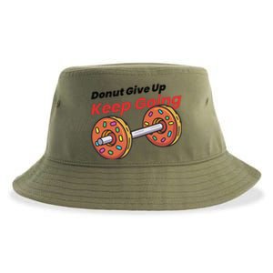 Donut Give Up Funny Fitness Gym Donut Sweets Lifting Sustainable Bucket Hat