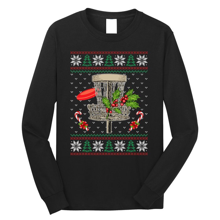 Disc Golf Ugly Christmas Pajama Xmas Funny golf player Long Sleeve Shirt