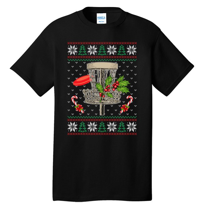 Disc Golf Ugly Christmas Pajama Xmas Funny golf player Tall T-Shirt