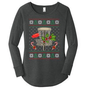 Disc Golf Ugly Christmas Pajama Xmas Funny golf player Women's Perfect Tri Tunic Long Sleeve Shirt