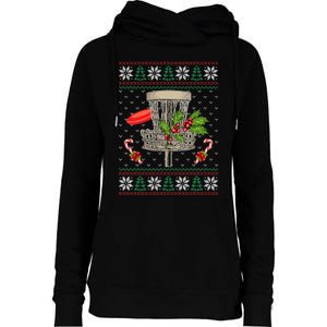 Disc Golf Ugly Christmas Pajama Xmas Funny golf player Womens Funnel Neck Pullover Hood