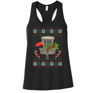 Disc Golf Ugly Christmas Pajama Xmas Funny golf player Women's Racerback Tank