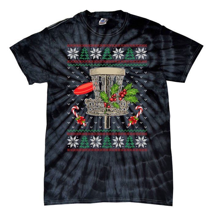 Disc Golf Ugly Christmas Pajama Xmas Funny golf player Tie-Dye T-Shirt