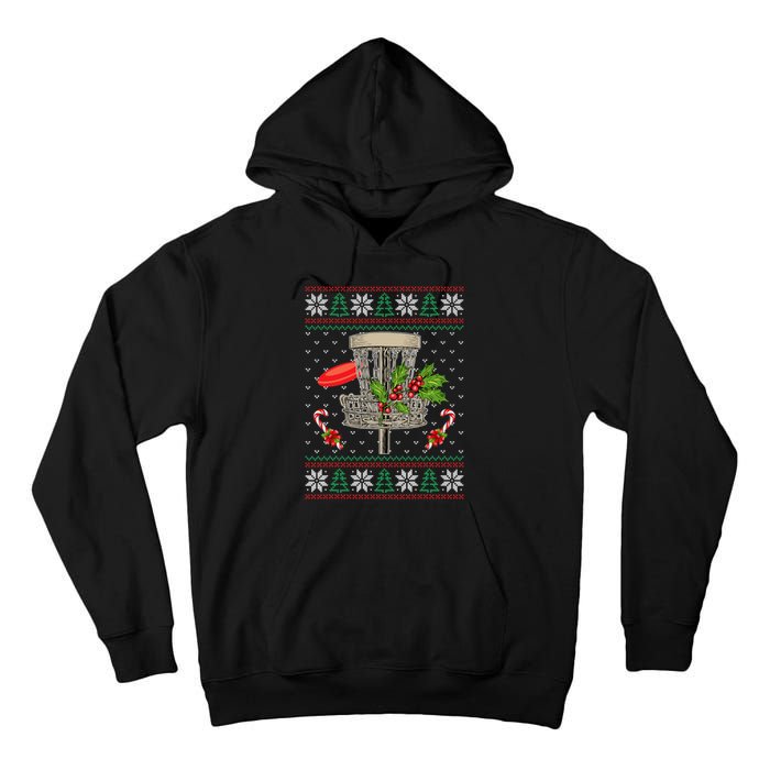 Disc Golf Ugly Christmas Pajama Xmas Funny golf player Tall Hoodie