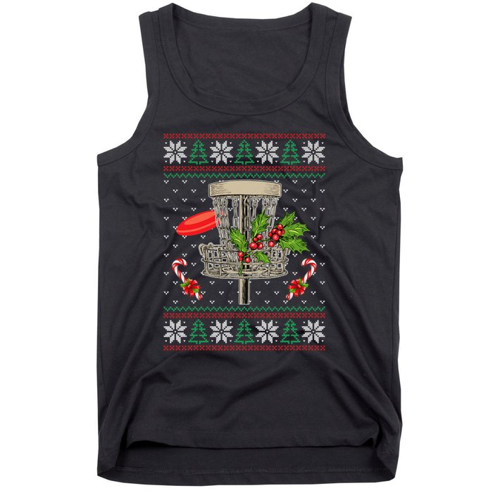 Disc Golf Ugly Christmas Pajama Xmas Funny golf player Tank Top