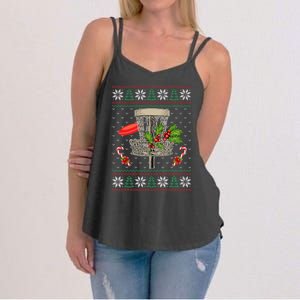 Disc Golf Ugly Christmas Pajama Xmas Funny golf player Women's Strappy Tank