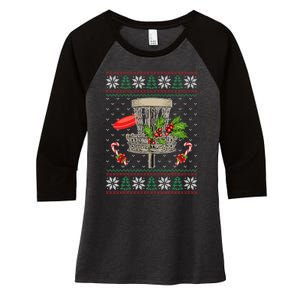 Disc Golf Ugly Christmas Pajama Xmas Funny golf player Women's Tri-Blend 3/4-Sleeve Raglan Shirt