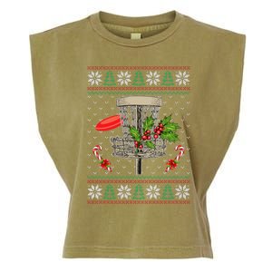 Disc Golf Ugly Christmas Pajama Xmas Funny golf player Garment-Dyed Women's Muscle Tee