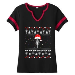 Disc Golf Ugly Christmas Sweater Pajama Ladies Halftime Notch Neck Tee