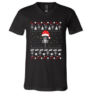 Disc Golf Ugly Christmas Sweater Pajama V-Neck T-Shirt