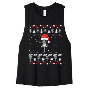 Disc Golf Ugly Christmas Sweater Pajama Women's Racerback Cropped Tank