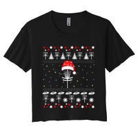 Disc Golf Ugly Christmas Sweater Pajama Women's Crop Top Tee