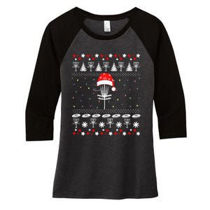 Disc Golf Ugly Christmas Sweater Pajama Women's Tri-Blend 3/4-Sleeve Raglan Shirt