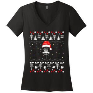 Disc Golf Ugly Christmas Sweater Pajama Women's V-Neck T-Shirt