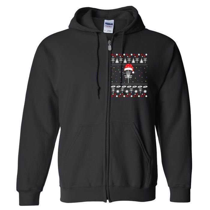 Disc Golf Ugly Christmas Sweater Pajama Full Zip Hoodie