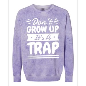 Don't Grow Up It's A Trap Sarcastic Adulting Saying Gift Colorblast Crewneck Sweatshirt