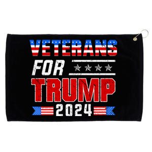 Dad Grandpa Veterans For Trump 2024 American Trump Flag Gift Grommeted Golf Towel