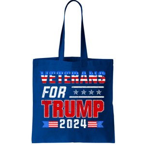 Dad Grandpa Veterans For Trump 2024 American Trump Flag Gift Tote Bag