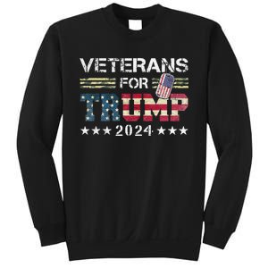 Dad Grandpa Veterans For Trump 2024 American Flag Camo Sweatshirt