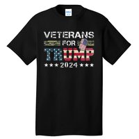 Dad Grandpa Veterans For Trump 2024 American Flag Camo Tall T-Shirt