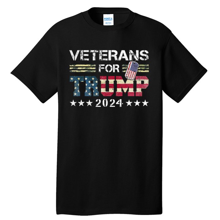 Dad Grandpa Veterans For Trump 2024 American Flag Camo Tall T-Shirt