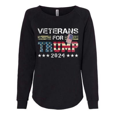 Dad Grandpa Veterans For Trump 2024 American Flag Camo Womens California Wash Sweatshirt