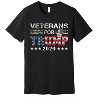 Dad Grandpa Veterans For Trump 2024 American Flag Camo Premium T-Shirt