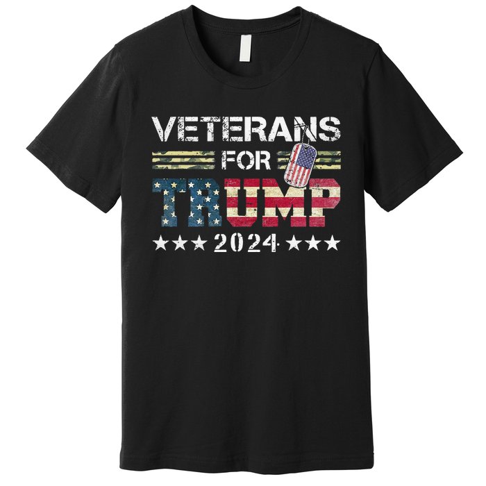 Dad Grandpa Veterans For Trump 2024 American Flag Camo Premium T-Shirt