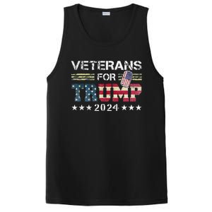 Dad Grandpa Veterans For Trump 2024 American Flag Camo PosiCharge Competitor Tank