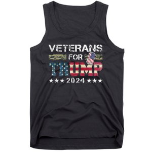 Dad Grandpa Veterans For Trump 2024 American Flag Camo Tank Top