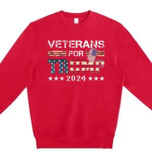 Dad Grandpa Veterans For Trump 2024 American Flag Camo Premium Crewneck Sweatshirt